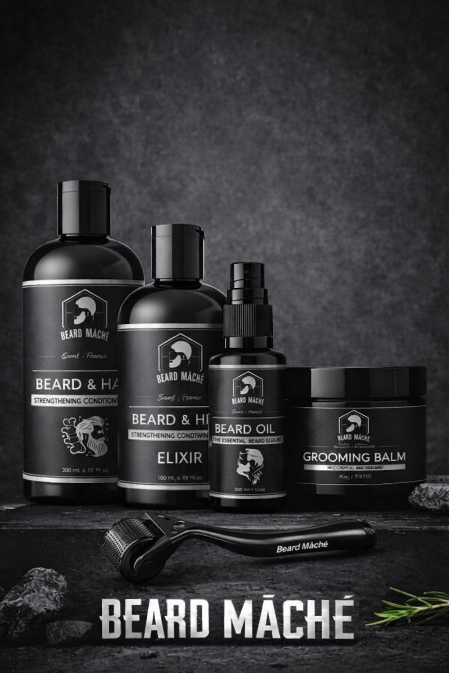 Bundle Package [Shampoo, Conditioner, Comb,Beard Derma Roller, Beard Balm]